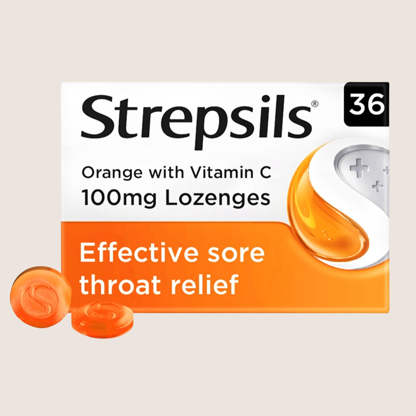 Strepsils Orange with Vitamin C 100mg Lozenges 36 Lozenges