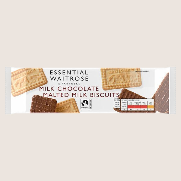 Waitrose Milk Chocolate Malted Milk Biscuits Wholesome Delight 250G