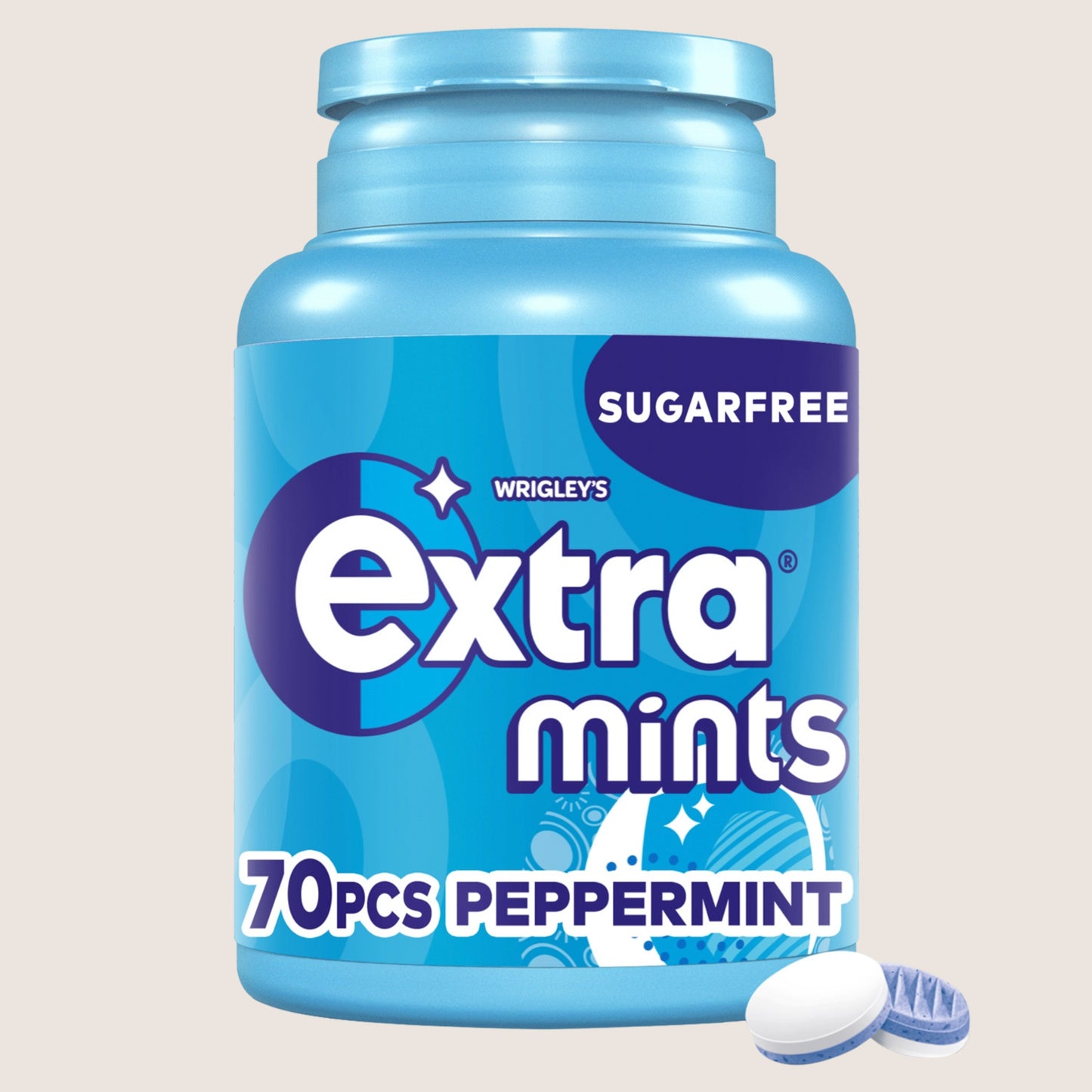 Wrigley's Extra Peppermint Sugarfree Mints Bottle 70 pieces