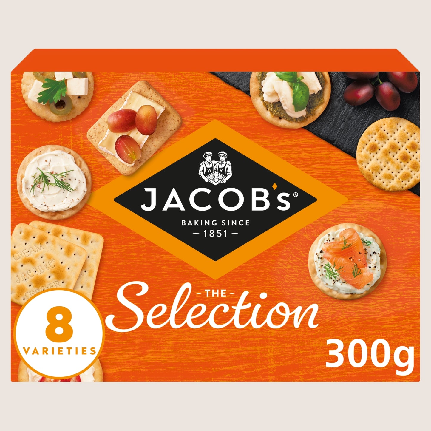 Jacob's Biscuits for Cheese 8 Variety Assortment Free From Artificial Additives 300g