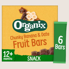 Organix Banana & Date Fruit Bars Toddler Snacks 12 months+ Free From Artificial Additives 6x17g
