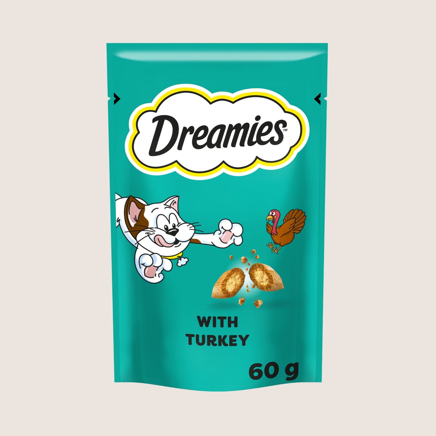 DREAMIES DREAMIES Cat Treat Biscuits With Turkey Flavour Nutritionally Complete 60g