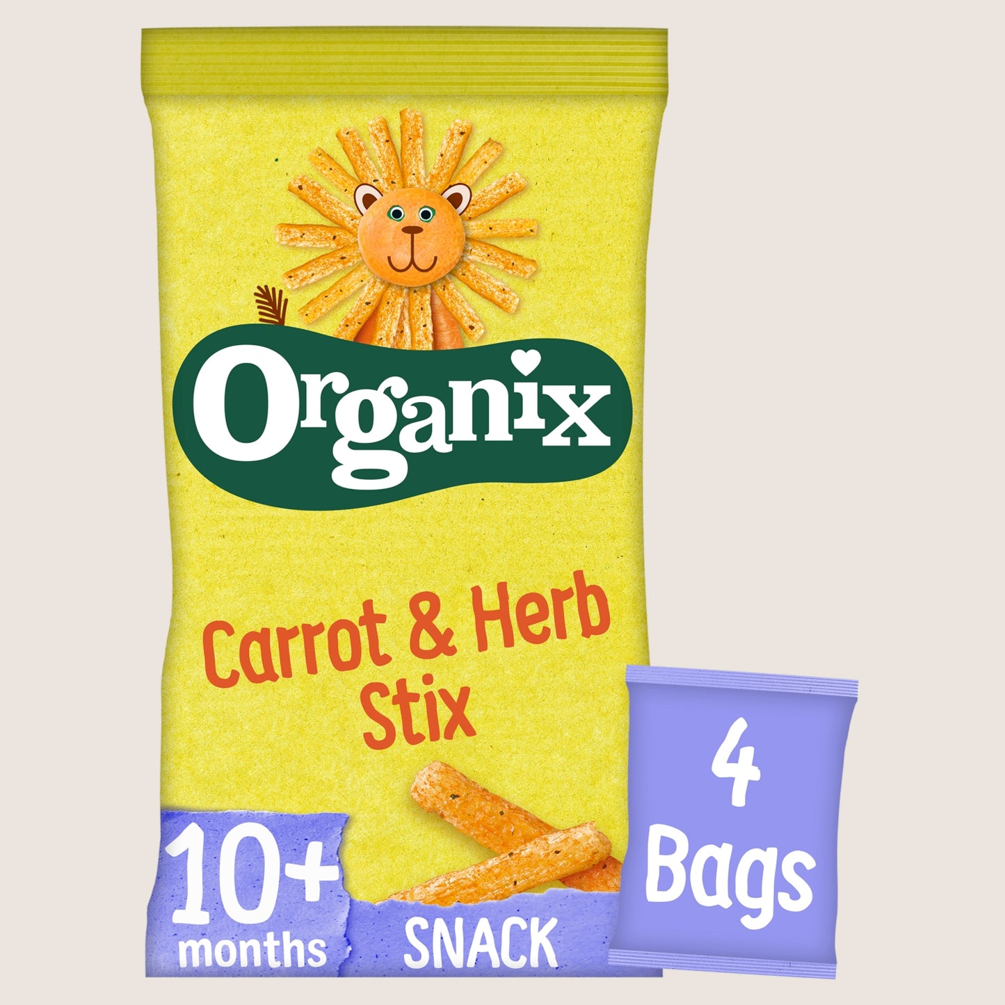 Organix Carrot & Herb Stix Organic Baby Snacks Puffs Multipack 10 months+ 4x15g