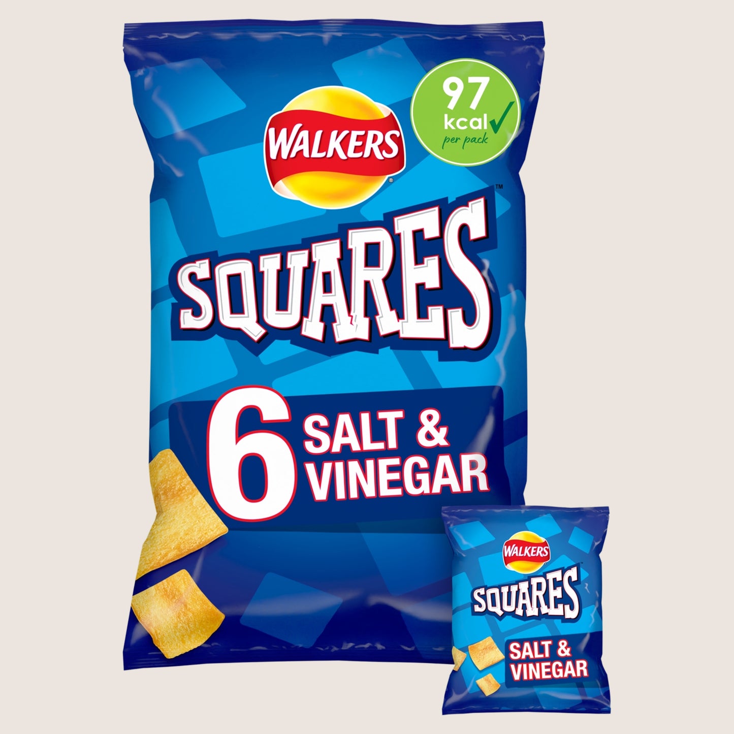 Walkers Squares Salt & Vinegar Snacks Crisps Multipack 6x22g