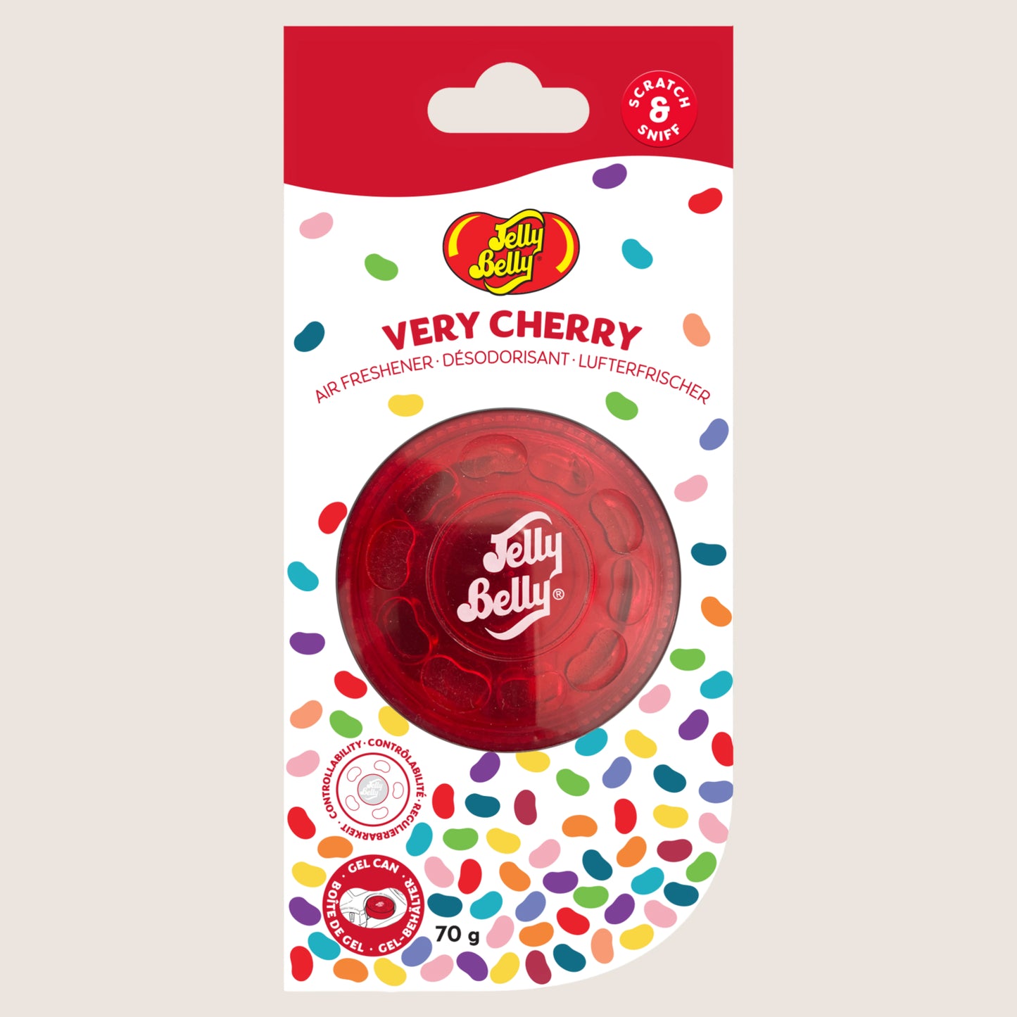 Jelly Belly Gel Can Car Air Freshener Very Cherry Scent 70g