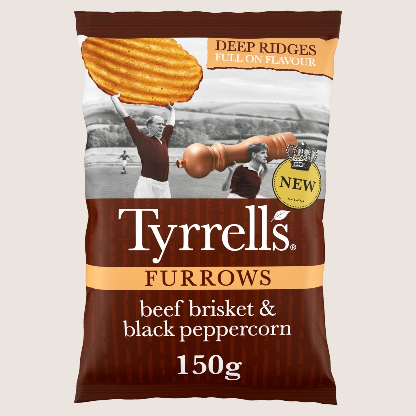 Tyrrells Furrows Beef Brisket & Black Peppercorn Sharing Crisps Gluten Free 150g