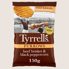 Tyrrells Furrows Beef Brisket & Black Peppercorn Sharing Crisps Gluten Free 150g