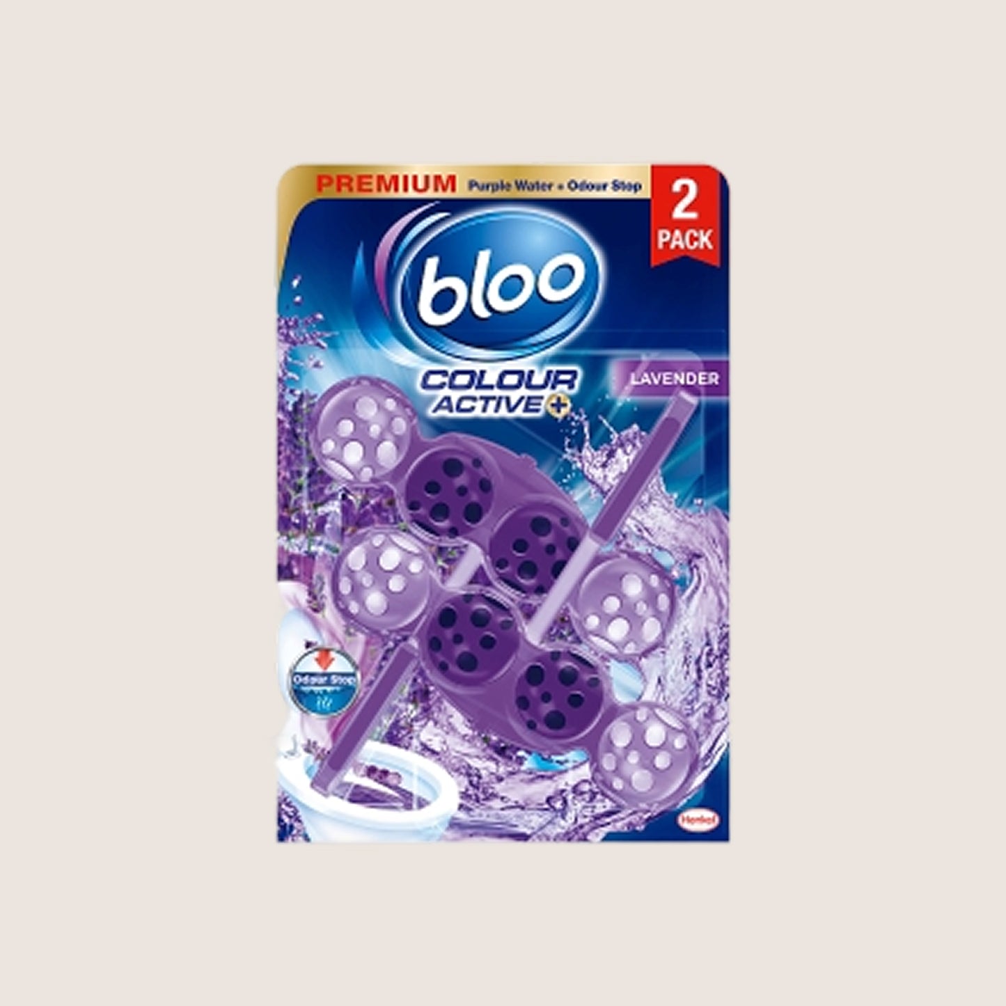 Bloo Colour Active+ Lavender Toilet Rim Blocks 2 x Colour Protect 50g
