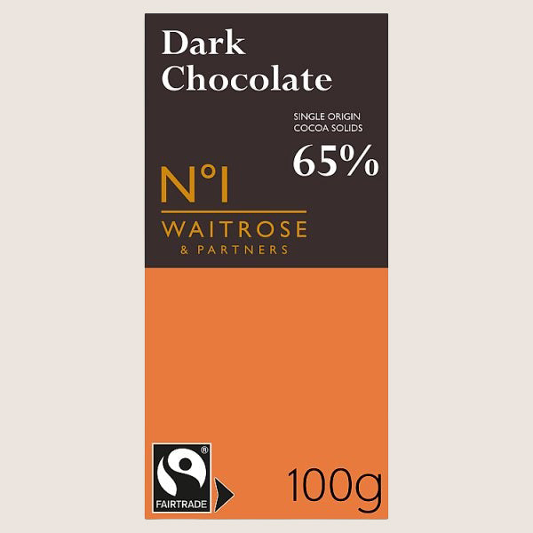 Waitrose No.1 Fairtrade Italian Orange Dark Chocolate Pure Indulgence 100G
