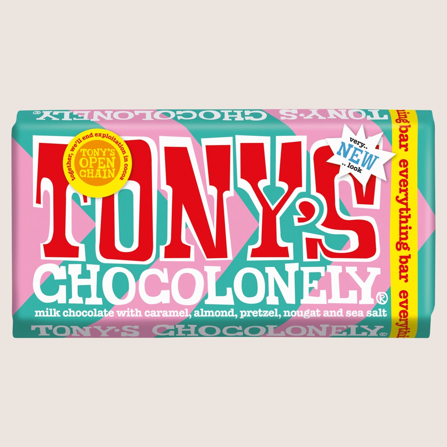 Tony's Chocolonely Milk Chocolate with Caramel, Pretzel, Almond, Nougat and Sea Salt 180g
