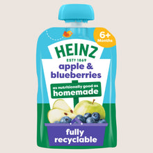 Heinz Apple & Blueberries Baby Food Fruit Pouch 6+ Months No Artificial Additives 100g