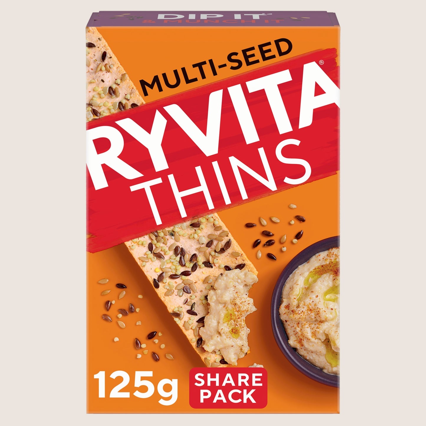 Ryvita Thins Multi-Seed Flatbread Crackers Free From Artificial Additives 125g