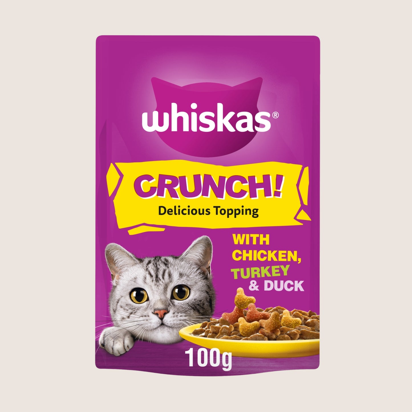 Whiskas Crunch Tasty Topping Adult Cat Treat Biscuits Nutritionally Complete 100g
