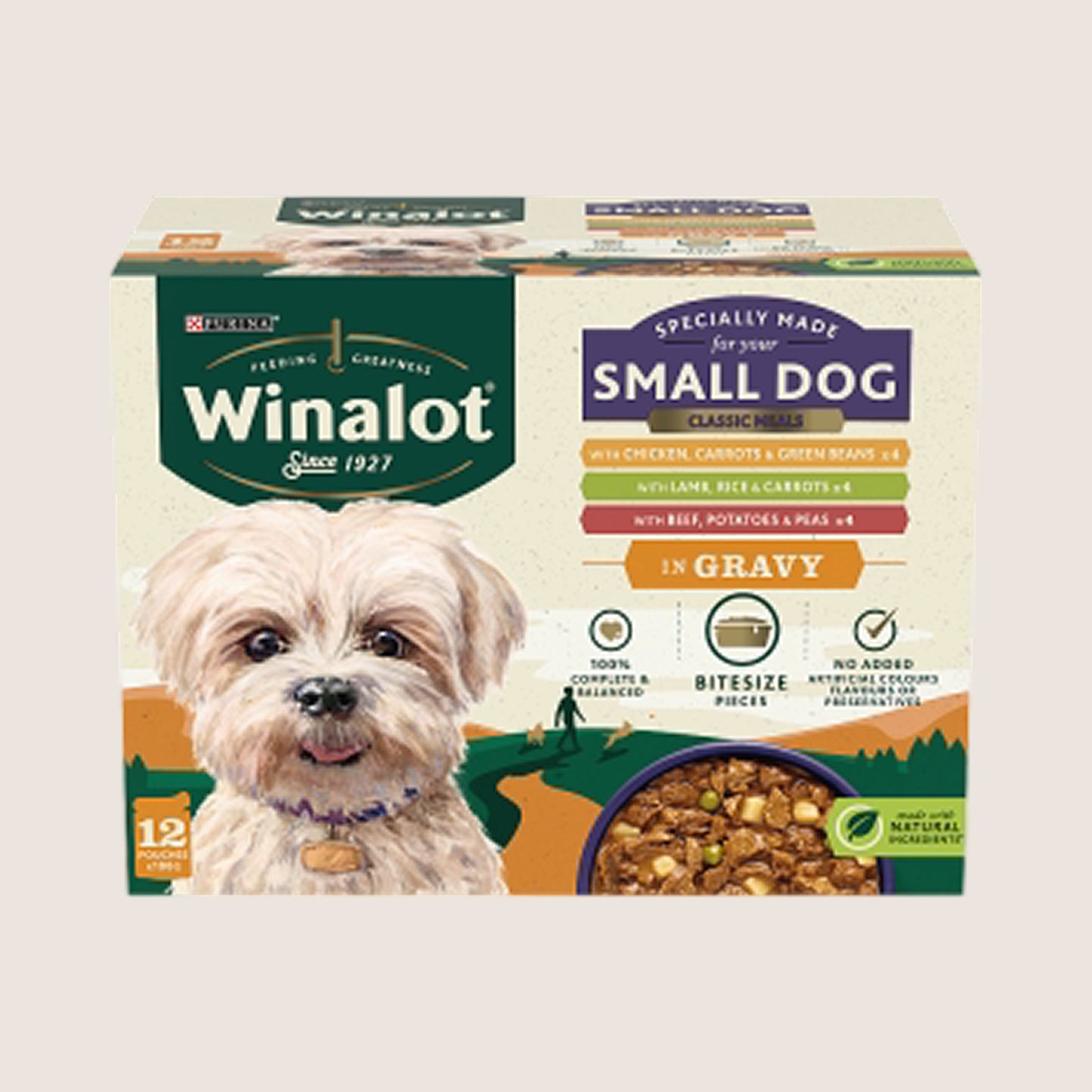Winalot WINALOT Meaty Chunks Small Dog Mixed in Gravy Wet Dog Food Complete Nutrition 12x85g
