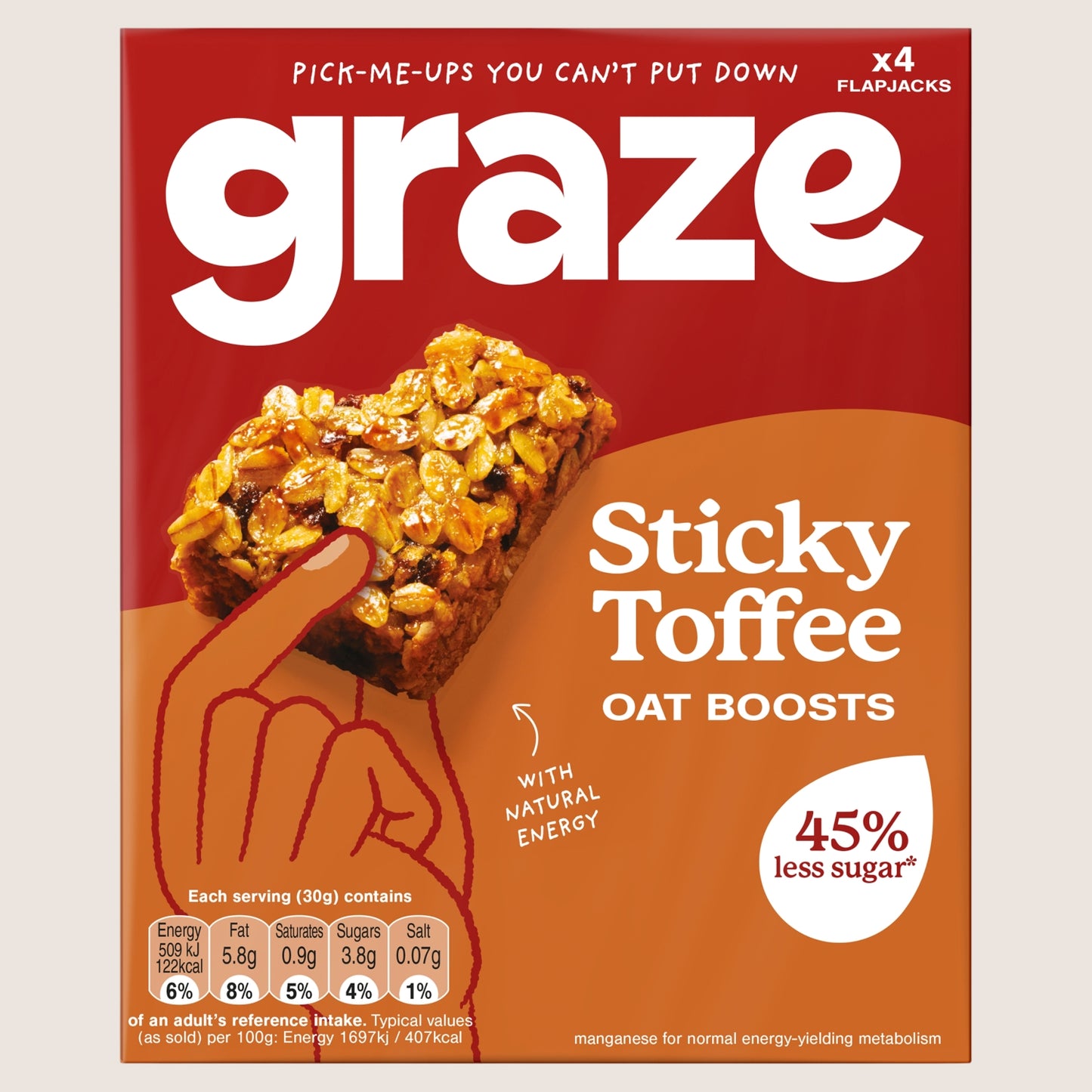 Graze Sticky Toffee Oat Boosts Wholegrain Oats 4 x 30g
