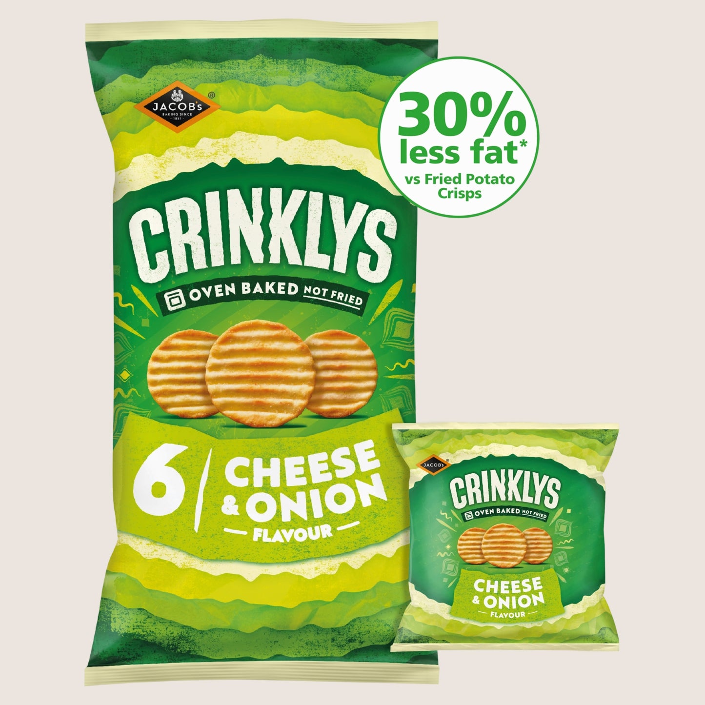 Jacob's Crinklys Cheese & Onion Multipacks Multipack 6x23g