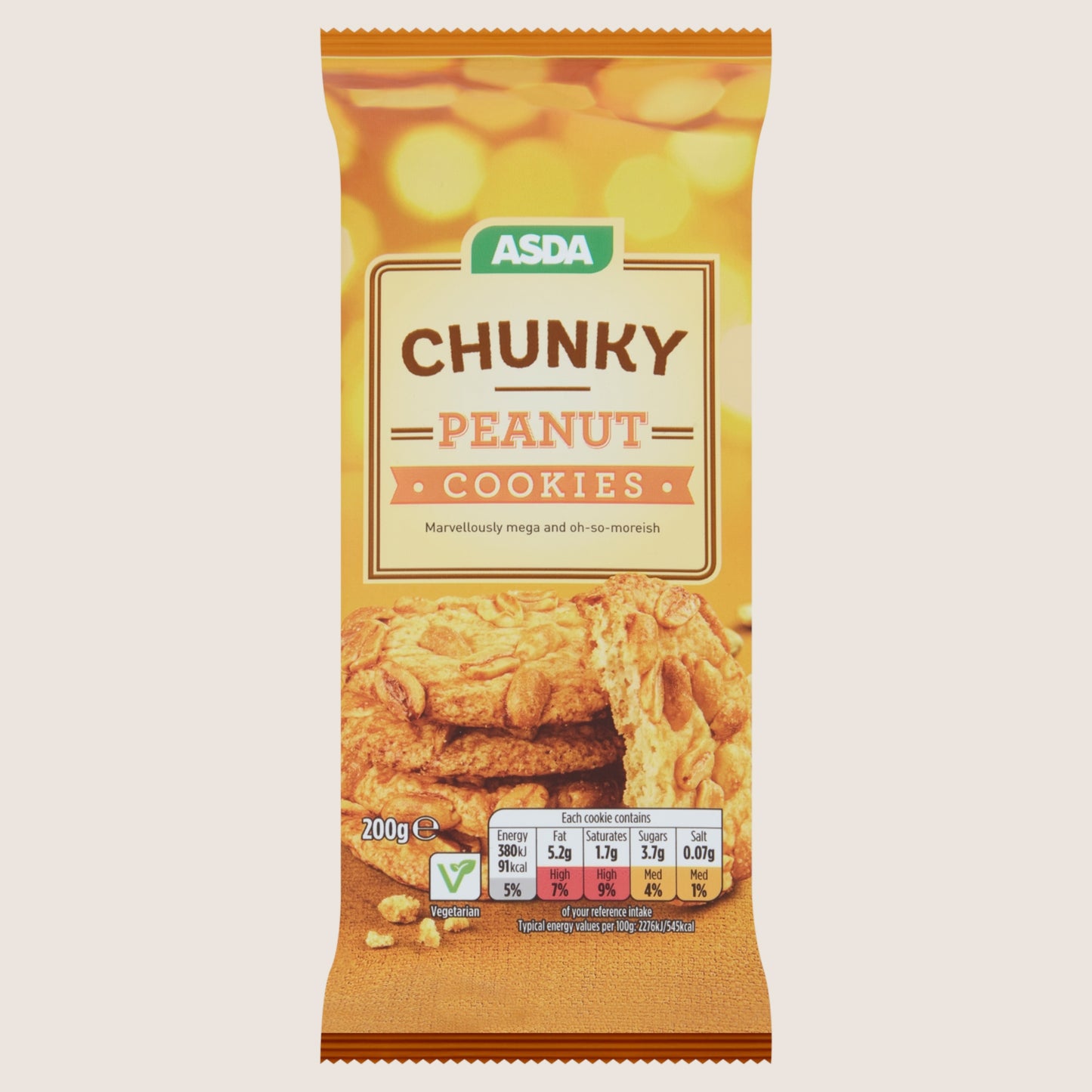 ASDA Chunky Peanut Cookies Free From Artificial Additives 200g