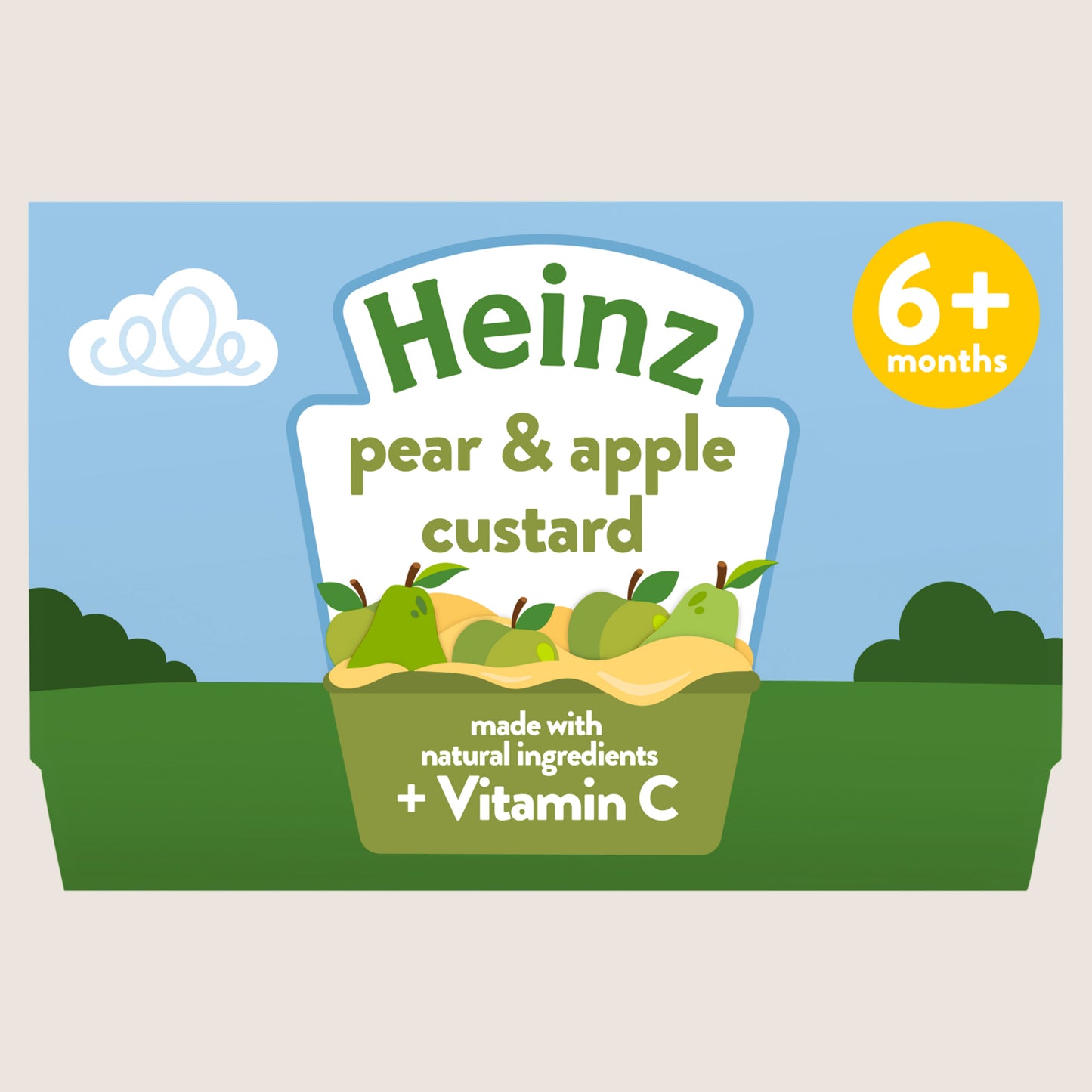 Heinz Pear & Apple Custard Pots 6+ Months No Added Sugar 4 x 100g