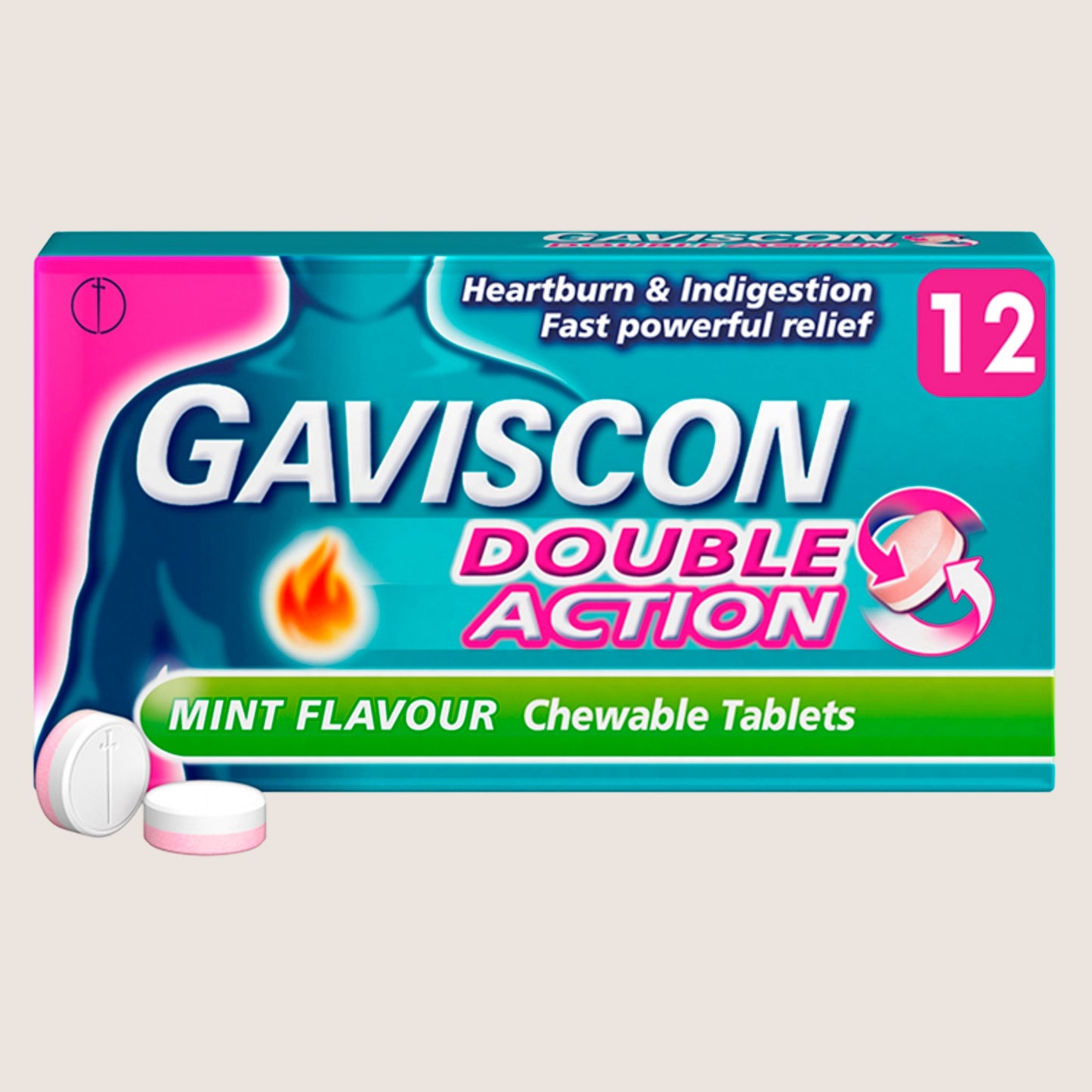 Gaviscon Double Action Mint Flavour 12 Chewable Tablets