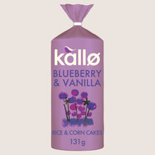 Kallo Blueberry & Vanilla Wholegrain Rice & Corn Cakes Free From Artificial Additives 131g