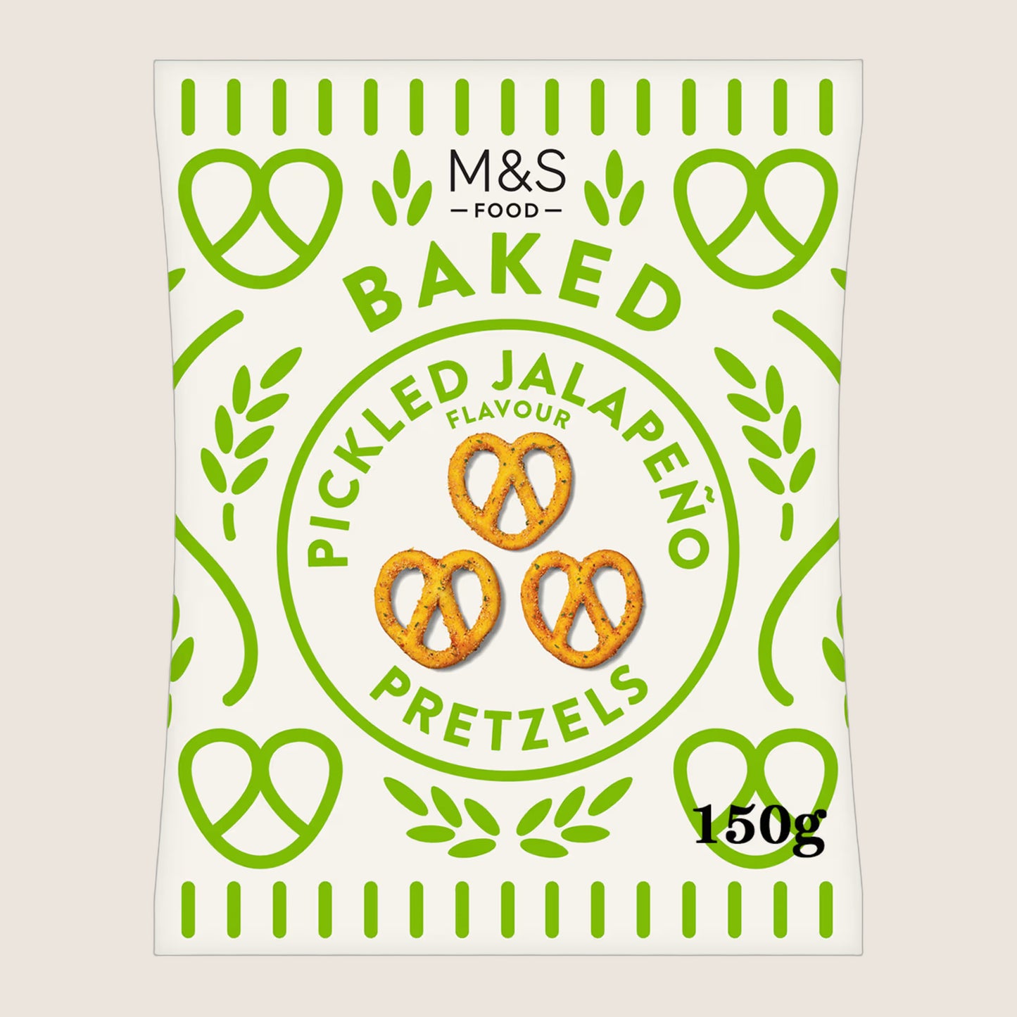 M&S Baked Pickled Jalapeño Flavour Pretzels 150 g