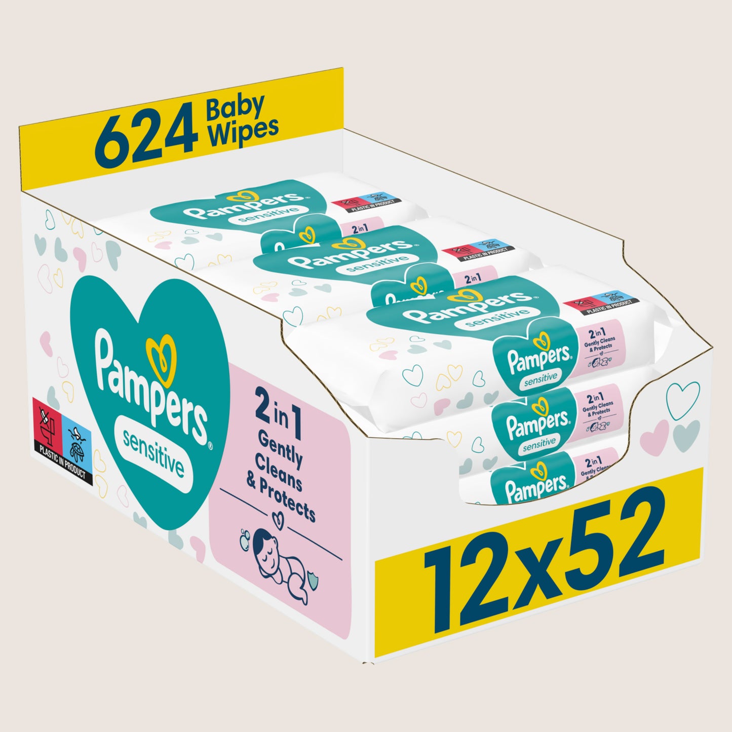 Pampers Sensitive Baby Wipes, 624 Baby Wet Wipes Sensitive Skin