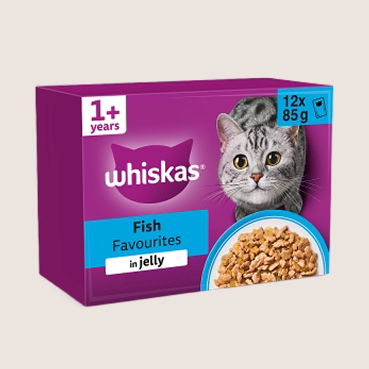 Whiskas 1+ FISH Favourites Wet Cat Food Pouches in Jelly With Taurine 12 x 85g