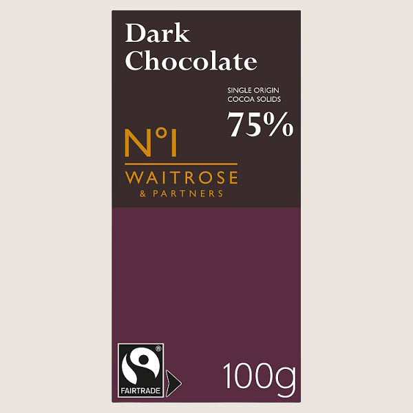Waitrose No.1 Fairtrade Madagascar Dark Chocolate Pure Indulgence 100G