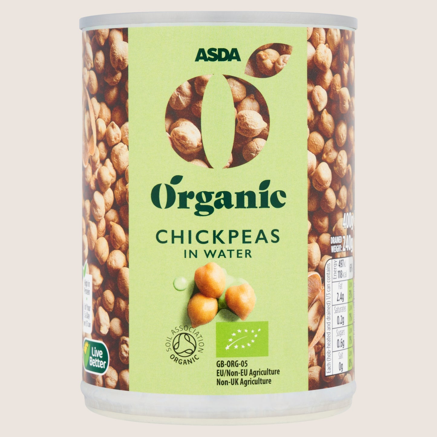 ASDA Organic Organic Chickpeas in Water In Spring Water 400g