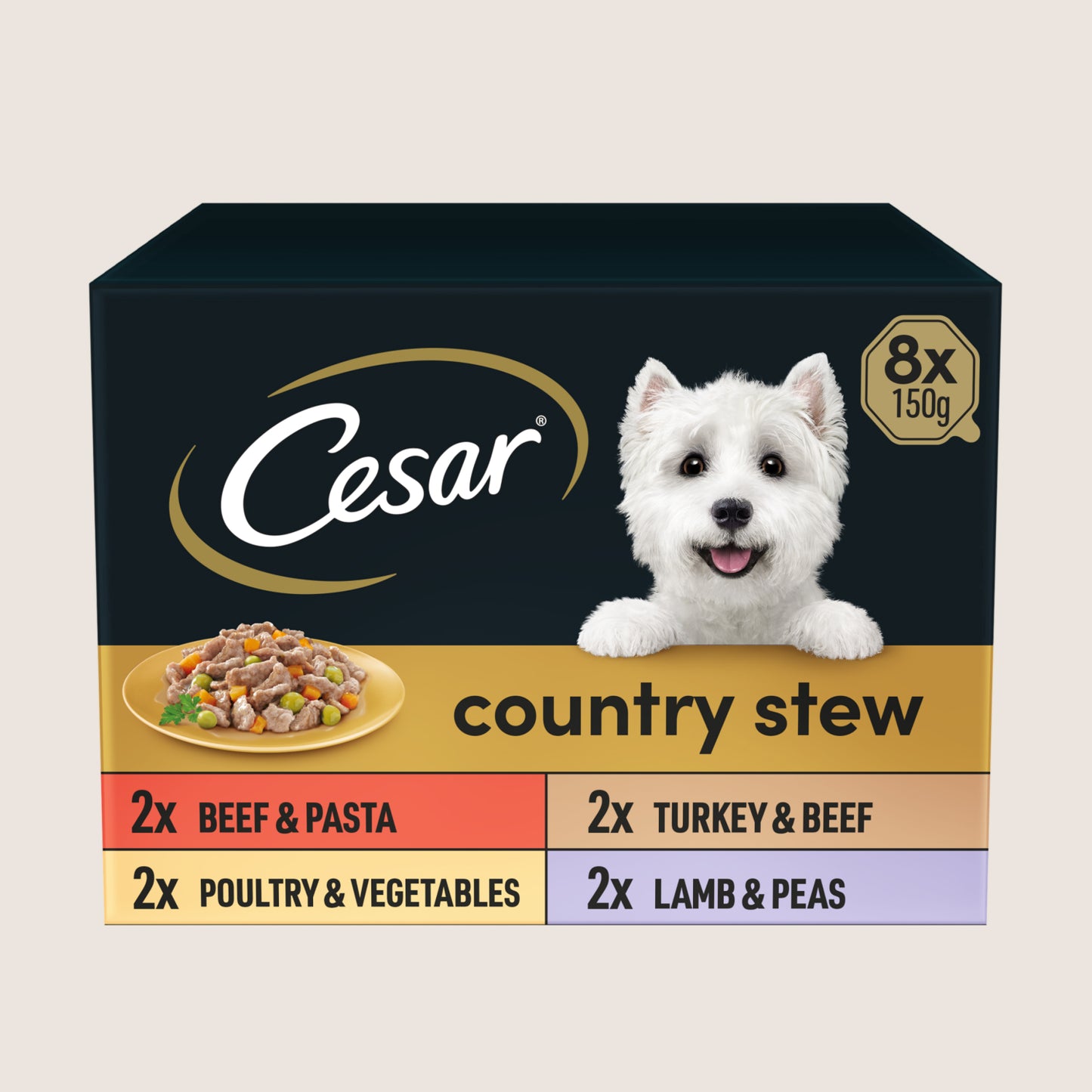 Cesar Country Stew Adult Wet Dog Food Trays Special Selection No Artificial Additives 8 x 150g