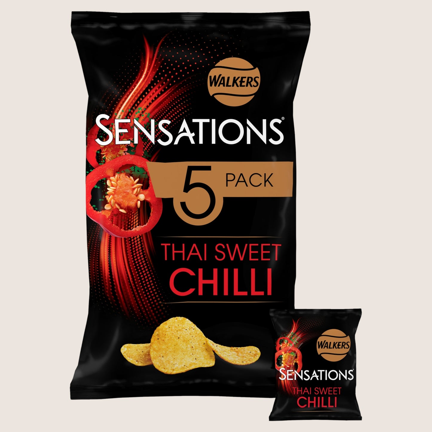 Sensations Thai Sweet Chilli Crisps No Artificial Additives 5x25g