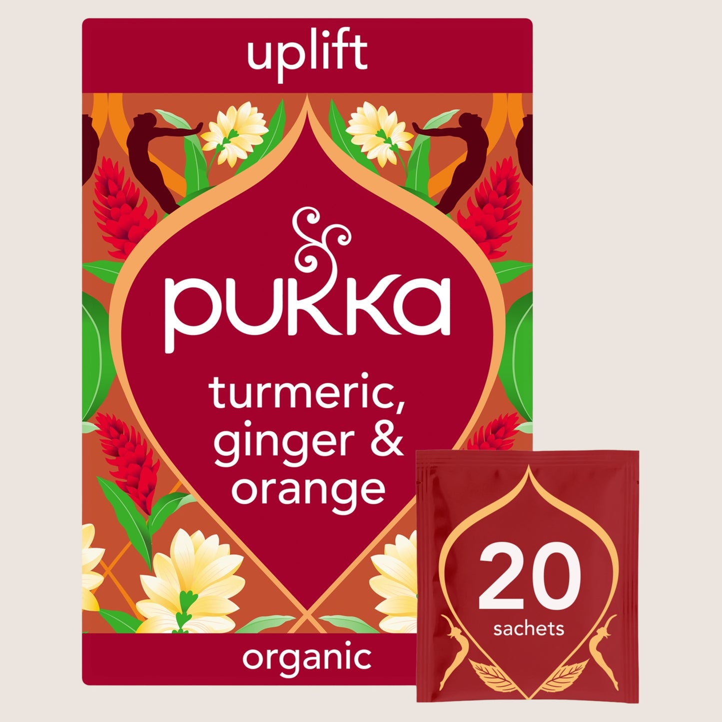 Pukka Organic Turmeric Ginger & Orange Tea 20 Home Compostable Herbal Tea Bags