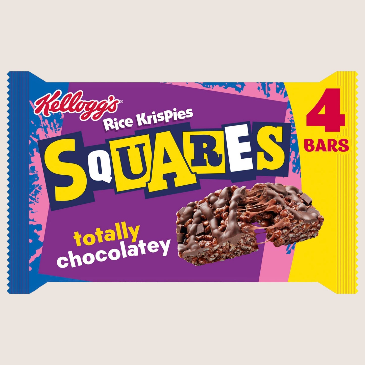 Kellogg's Squares Rice Krispies Delightfully Chocolatey Snack Bars Vitamin Fortified 4x36g