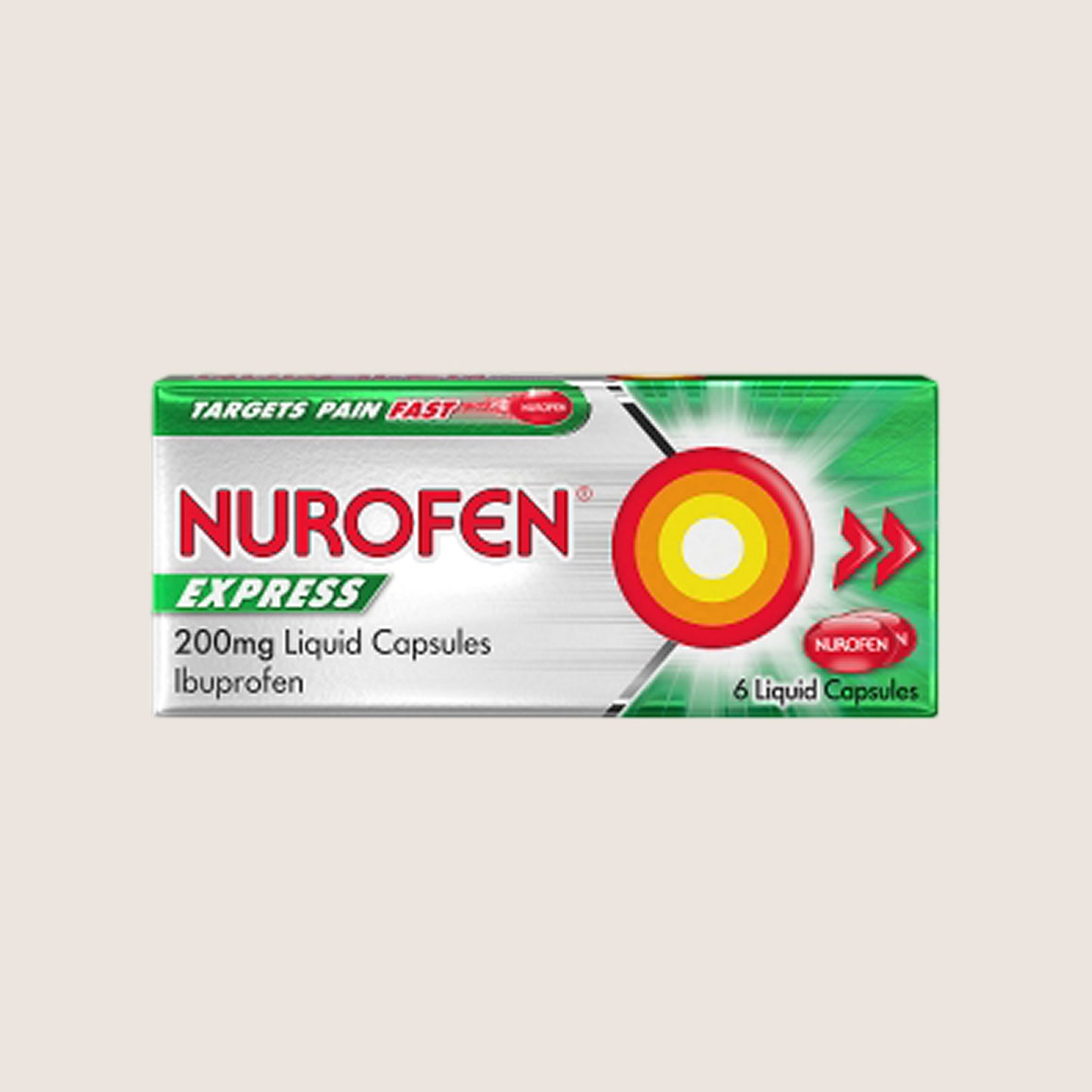 Nurofen Express Pain Relief 200mg Liquid Capsules x6 Fast Acting
