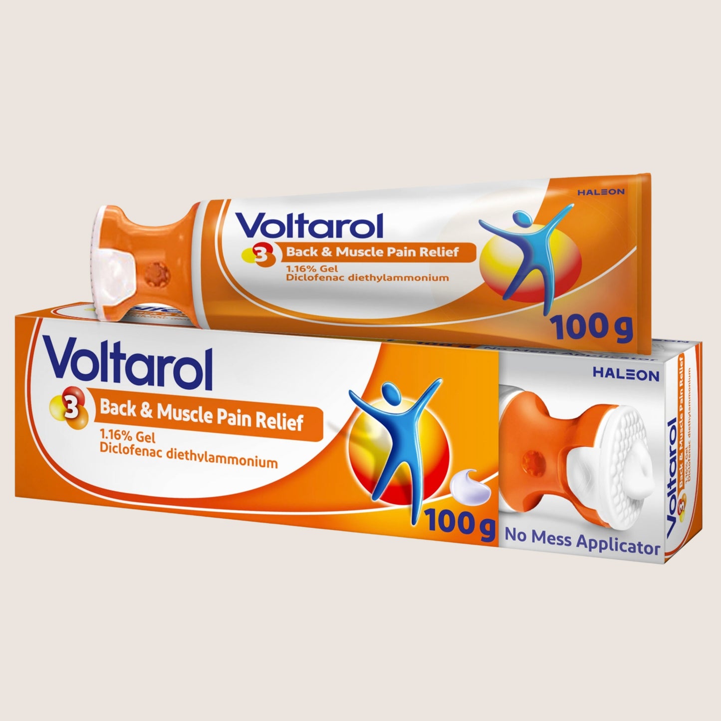 Voltarol Back & Muscle Pain Relief 1.16% Gel No Mess Applicator Gentle Formula 100g