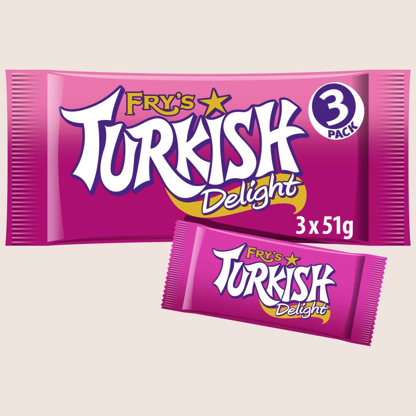 Fry's Turkish Delight Chocolate Bar 3 Pack 3 x 51g