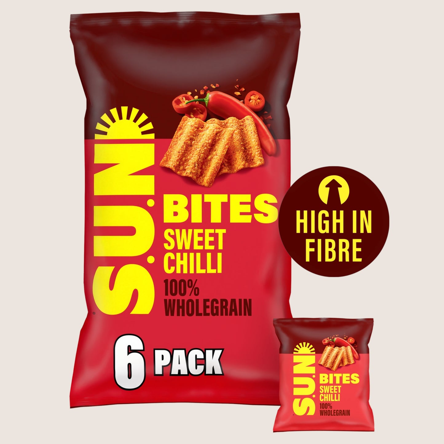 Sunbites SUN Bites Ripened Sweet Chilli Snacks Crisps Multipack 6x25g