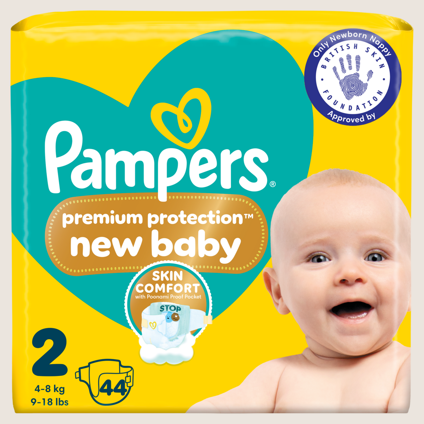 Pampers Premium Protection New Baby Size 2, , - Essential Pack Dermatologist Tested 44 Nappie 4kg