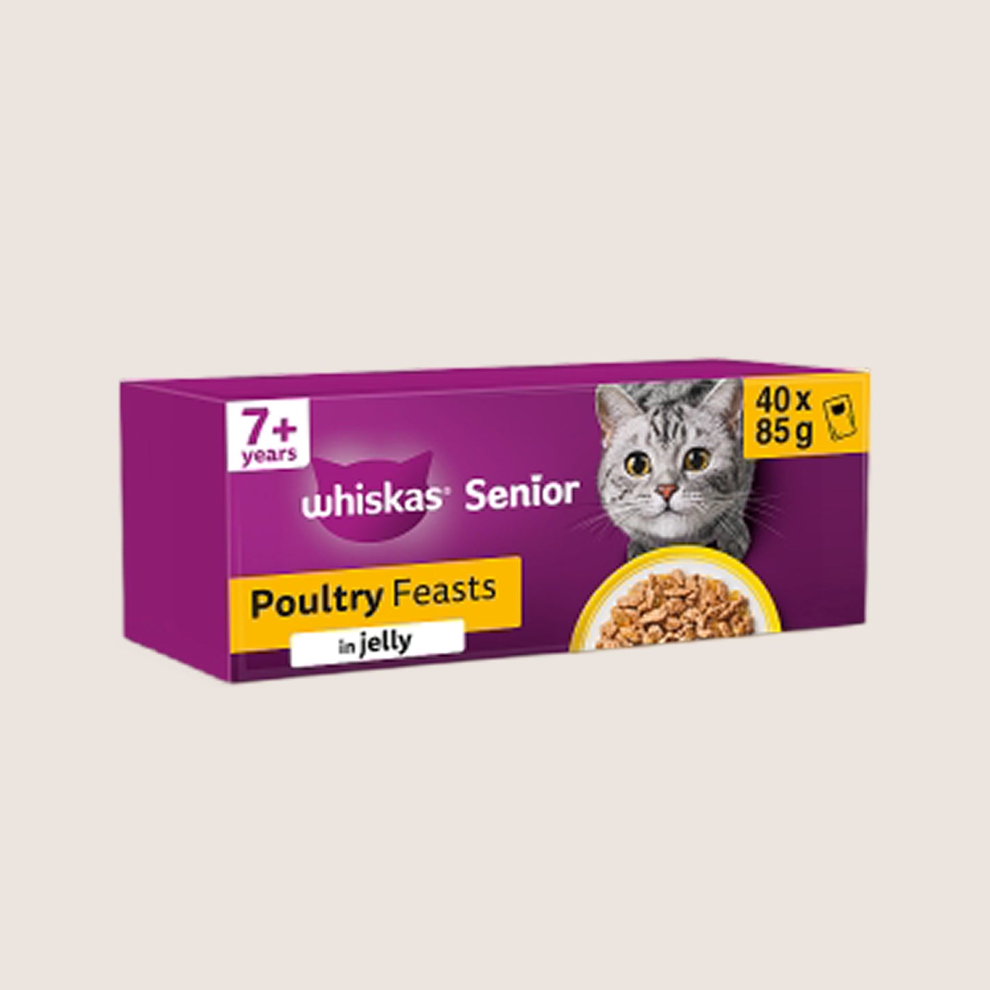 Whiskas Senior 7+ POULTRY Feasts Wet Cat Food Pouches in Jelly Senior Formula 40 x 85g