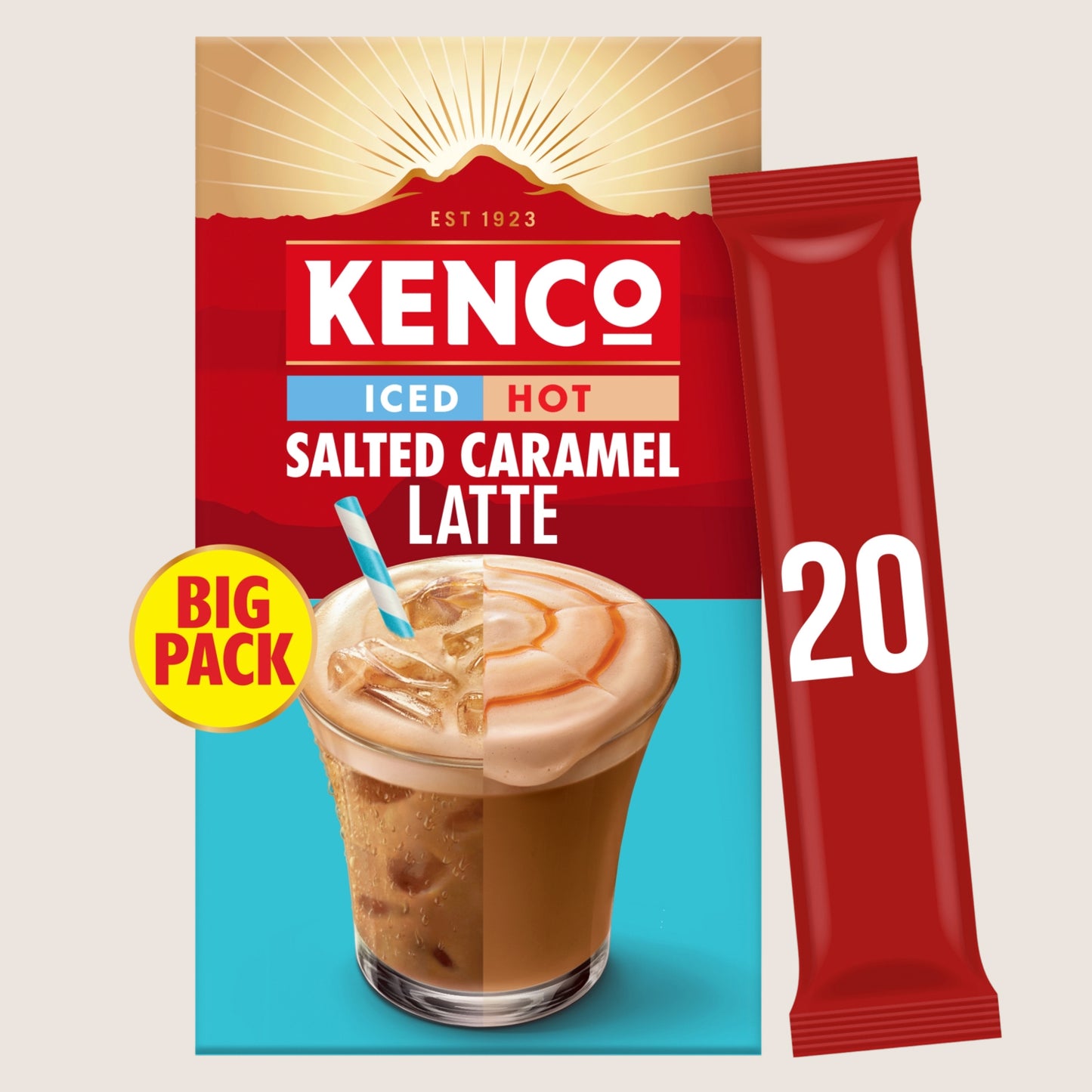 Kenco Iced Hot Salted Caramel Latte Instant Coffee Sachets x20 No Artificial Additives
