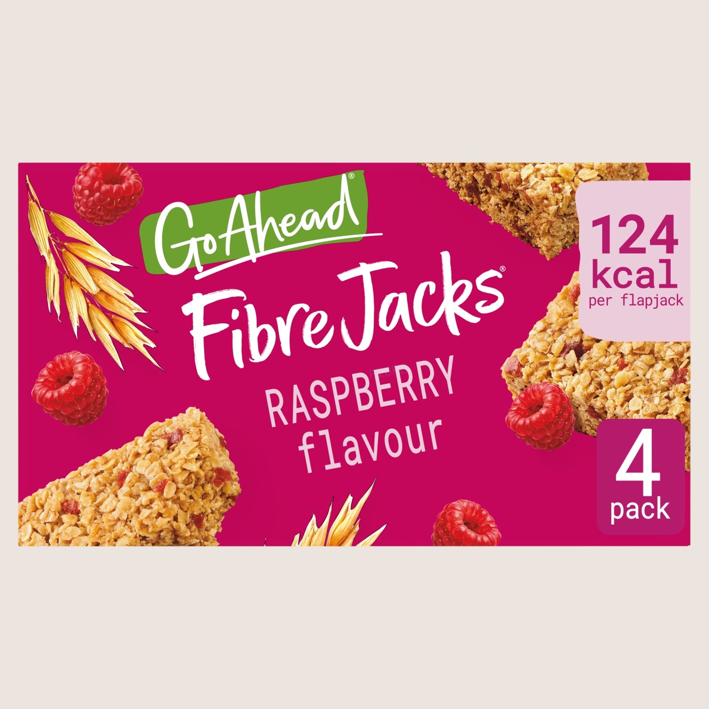 Go Ahead Fibre Jacks Raspberry Snack Bars Multipack Wholegrain 4 x 29., 118.7g