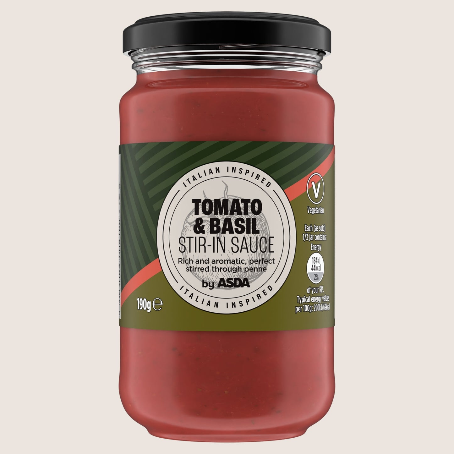 ASDA Tomato & Basil Stir-In Sauce No Artificial Additives 190g