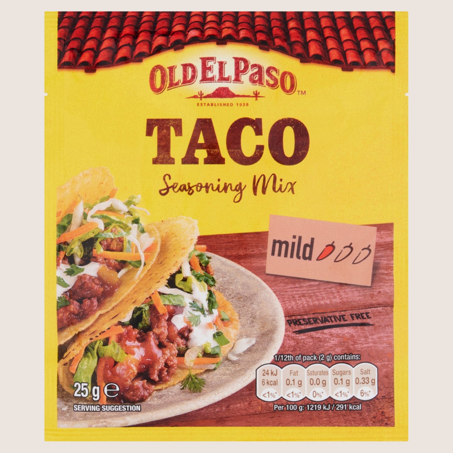 Old El Paso Garlic & Paprika Taco Seasoning Spice Mix Vegan Friendly 25g
