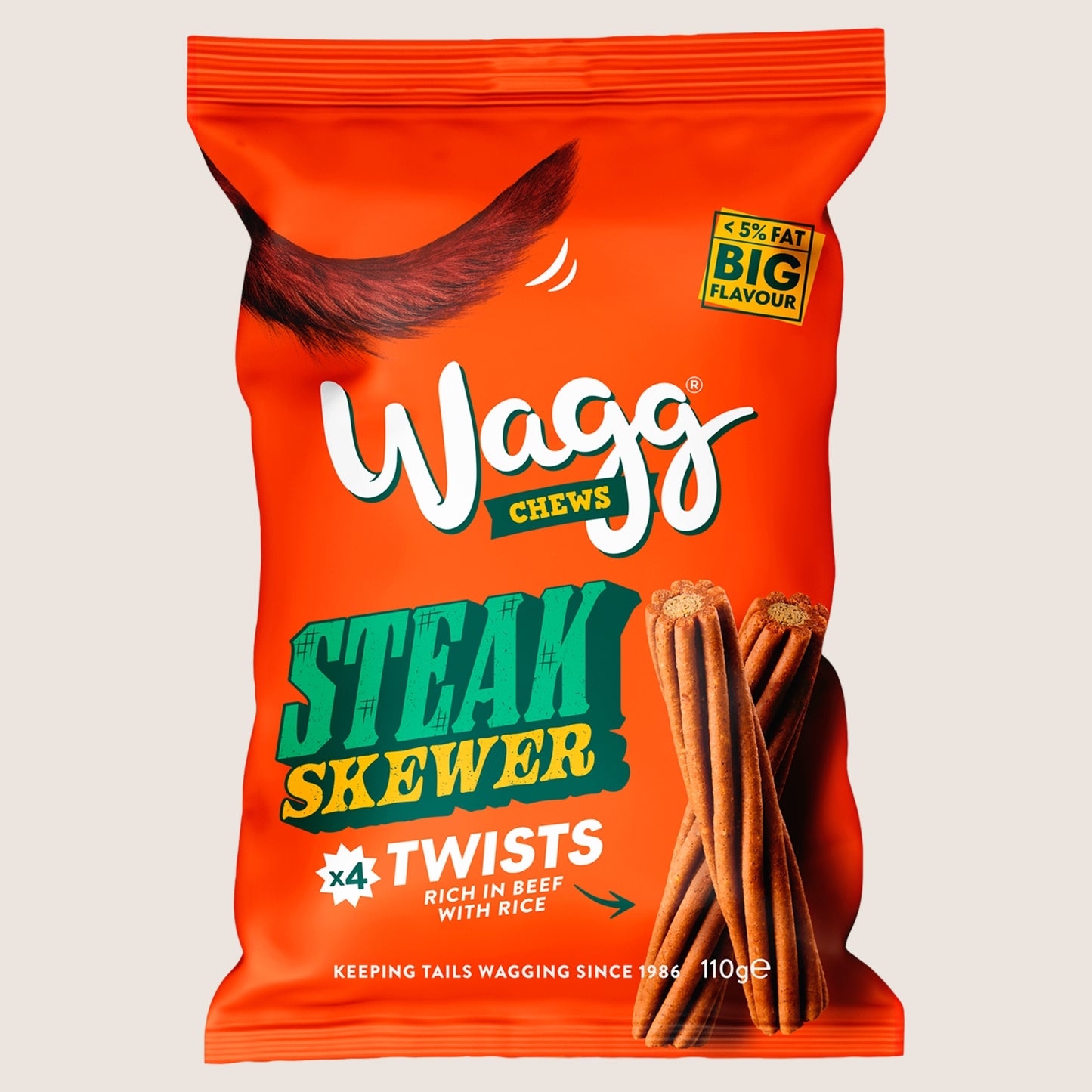 Wagg Chews Steak Skewer Twists Nutritionally Complete 110g