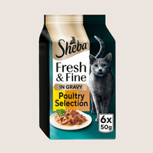Sheba Fresh & Fine Adult Wet Cat Food Chicken &Turkey Gravy Pouches No Artificial Additives 6x50g