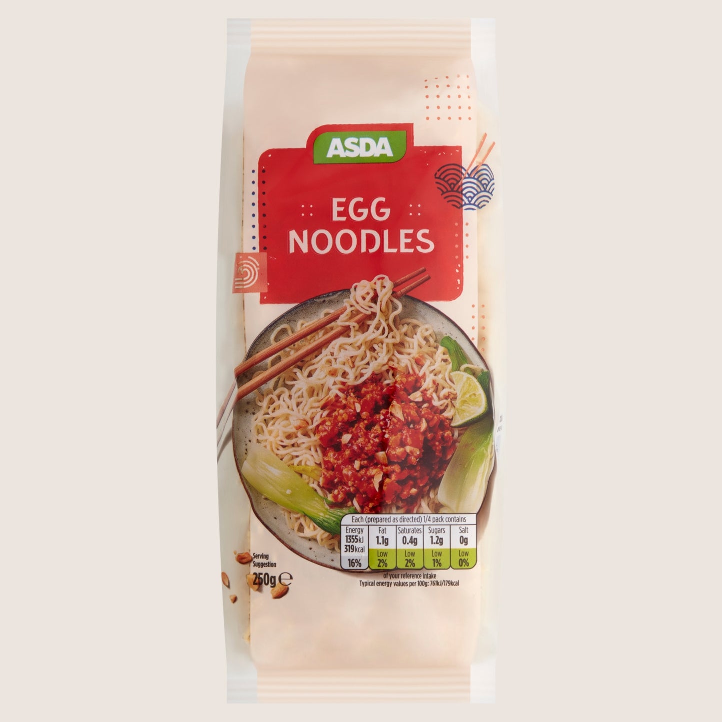 ASDA Medium Egg Noodles No Artificial Additives 250g