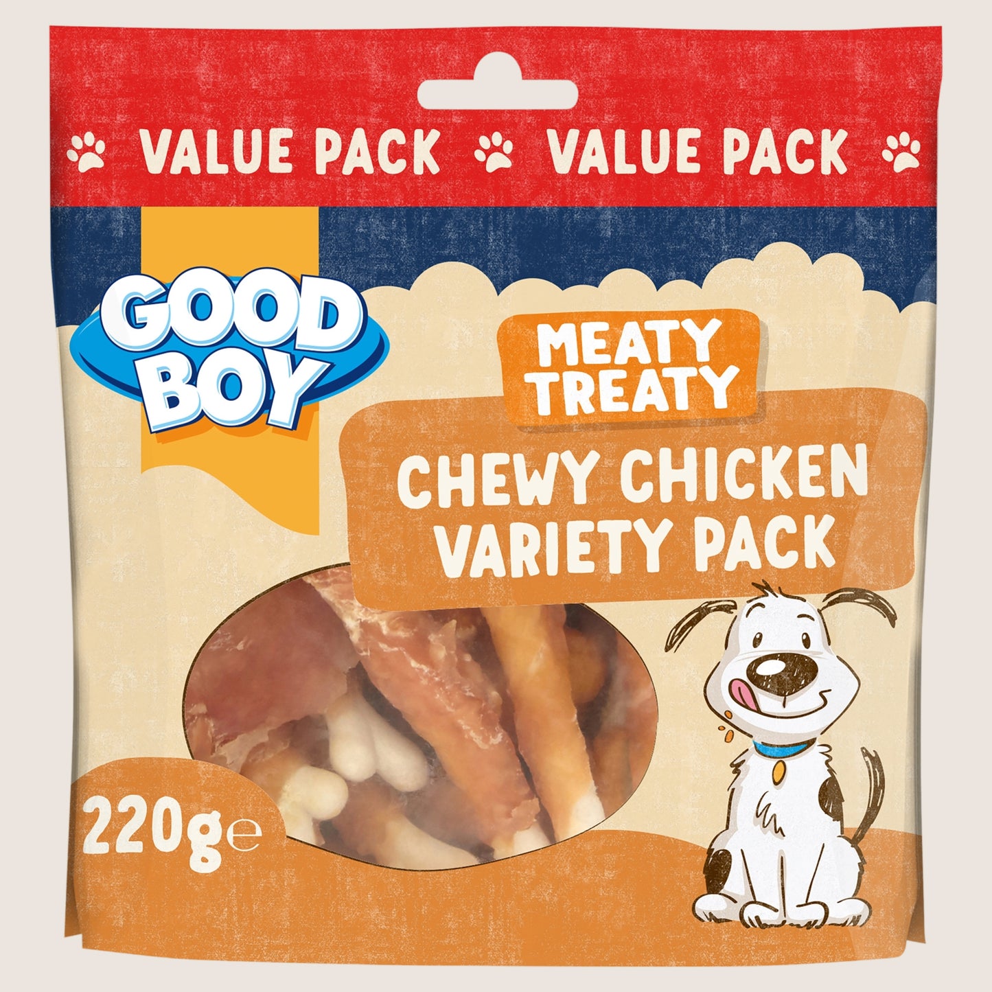 Good Boy Meaty Treaty Chewy Chicken Variety Pack No Artificial Additives 220g