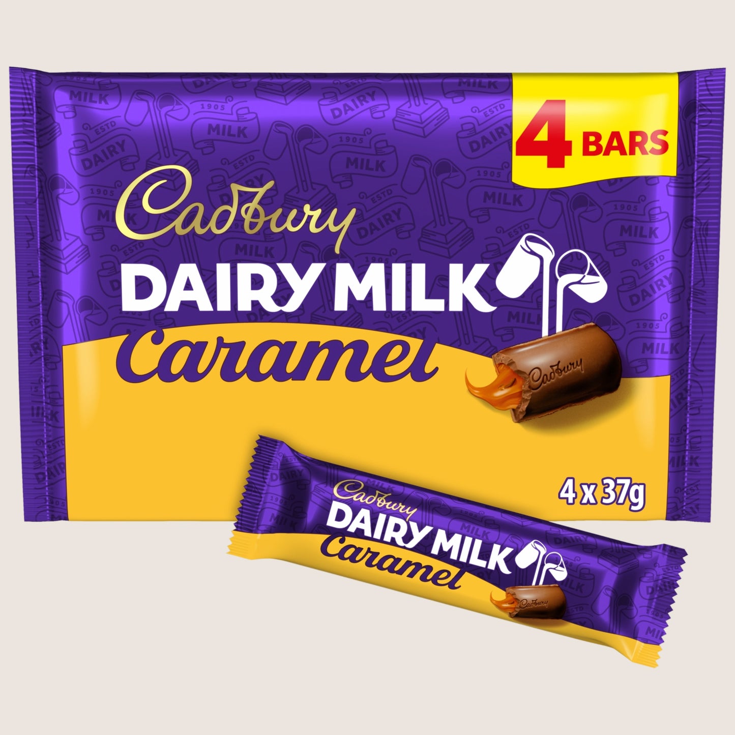 Cadbury Dairy Milk Caramel Chocolate Bar 4 Pack 4 x 37g