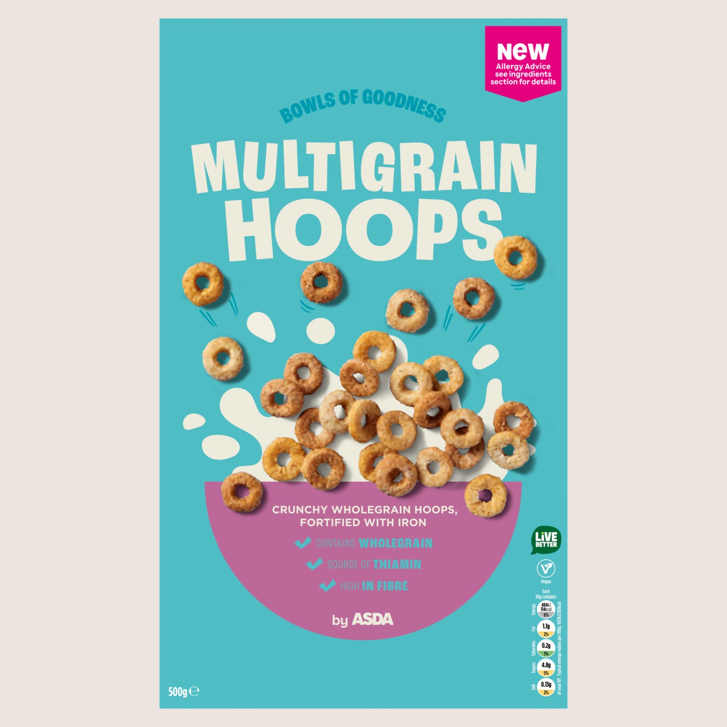ASDA Multigrain Hoops Wholegrain 500g