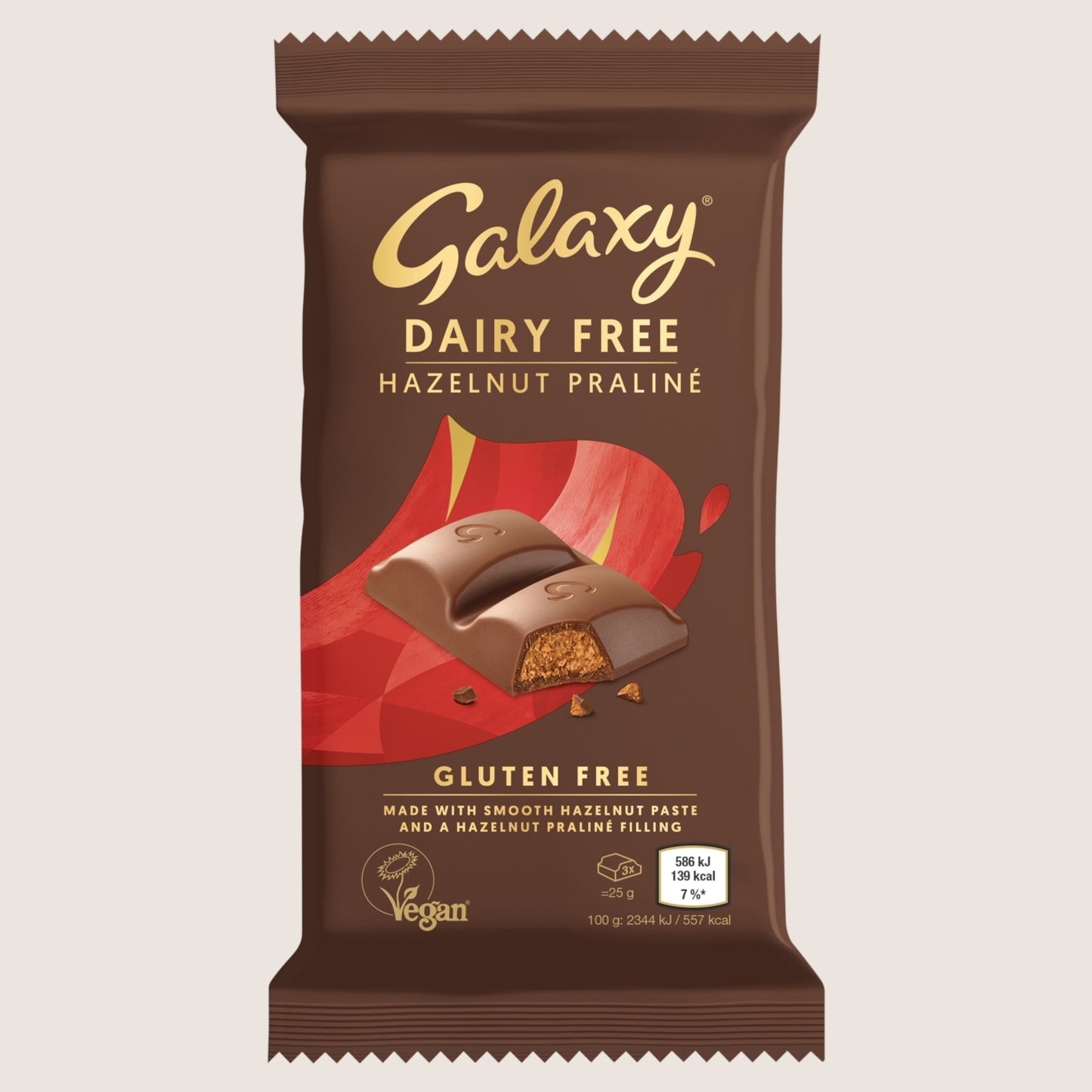 Galaxy Dairy Free & Vegan Hazelnut Praliné Chocolate Bar 100g